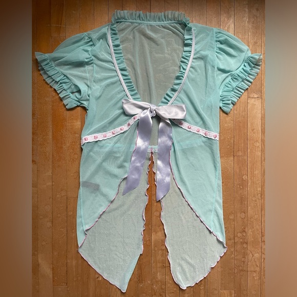 Ruffle coquette chemise sheer mesh top - Picture 3 of 8